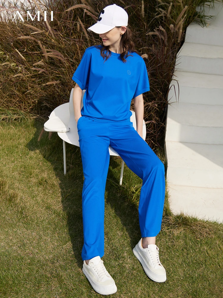 AMII Minimalism Pant Sets Wide Leg Women's Tracksuit Summer Outfits for Women 2024 Spring Tee Tops Separately Sale 12321032