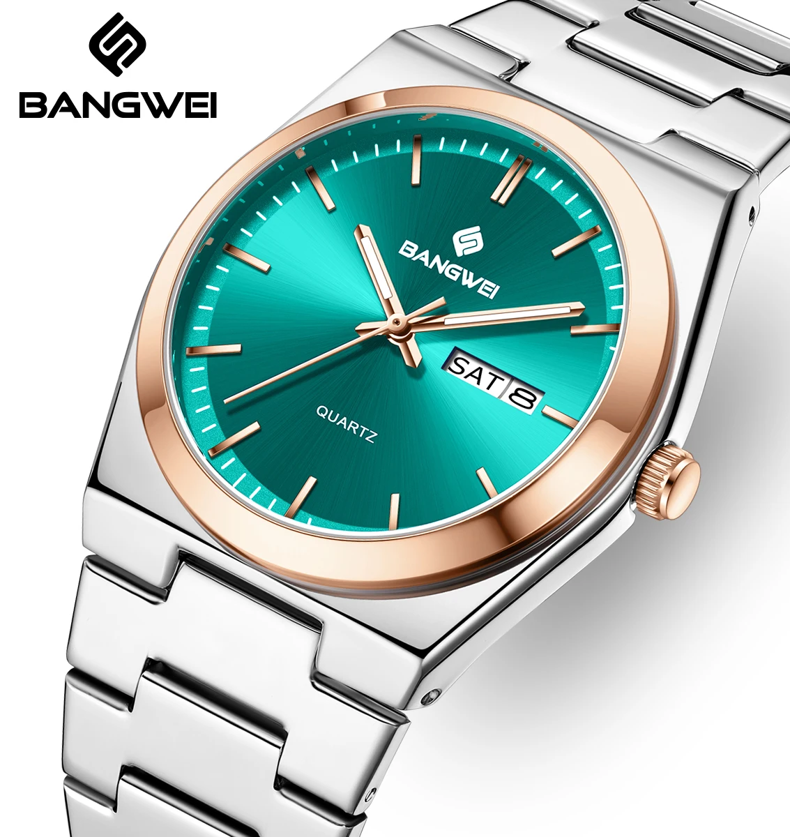 

Новые BANGWEI элегантные роскошные женские часы модные повседневные простые водонепроницаемые кварцевые женские часы из нержавеющей стали со светящимися неделей и автоматической датой
