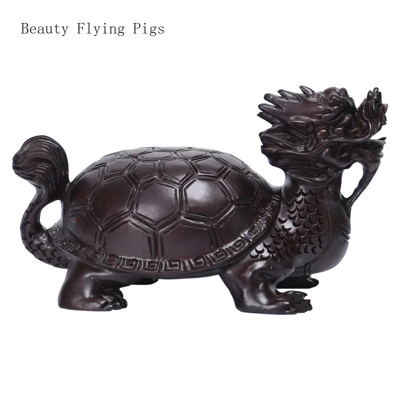 High grade ebony carved dragon turtle ornaments, office furniture, living room, mahogany handicrafts feng shui  Animal