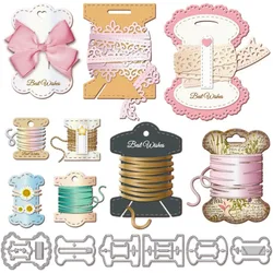 Spool Metal Die Cuts Bow Display Card Metal Cutting Die Spool Thread Cutting Dies Ribbon Organizer Cutting Die for DIY