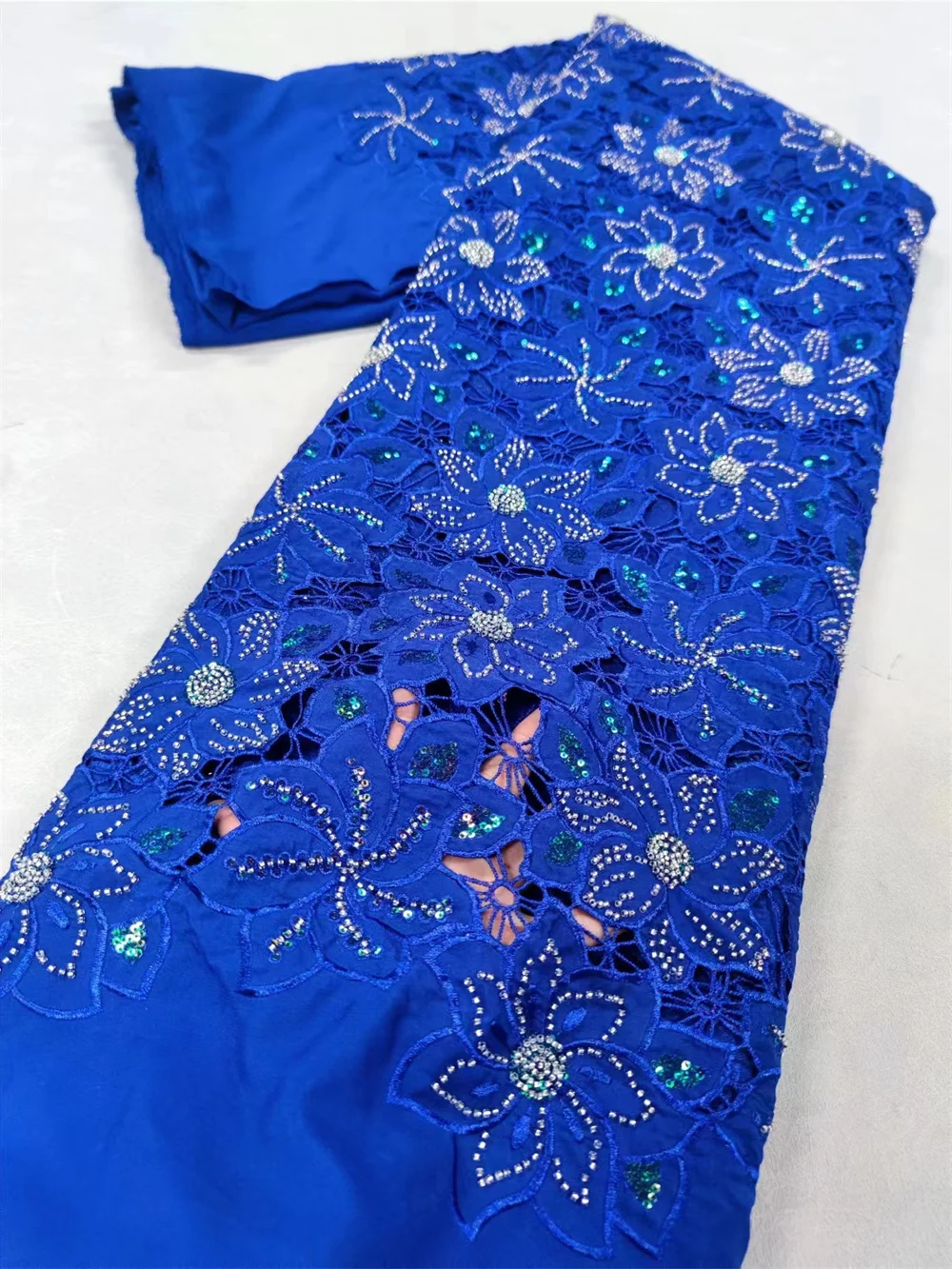 Weißer spitzens toff nigeriani scher stoff 5 yards afrikanischer chiffon schnur spitzens toff mit steinen französische tüll spitze für party kleid Wp438-3