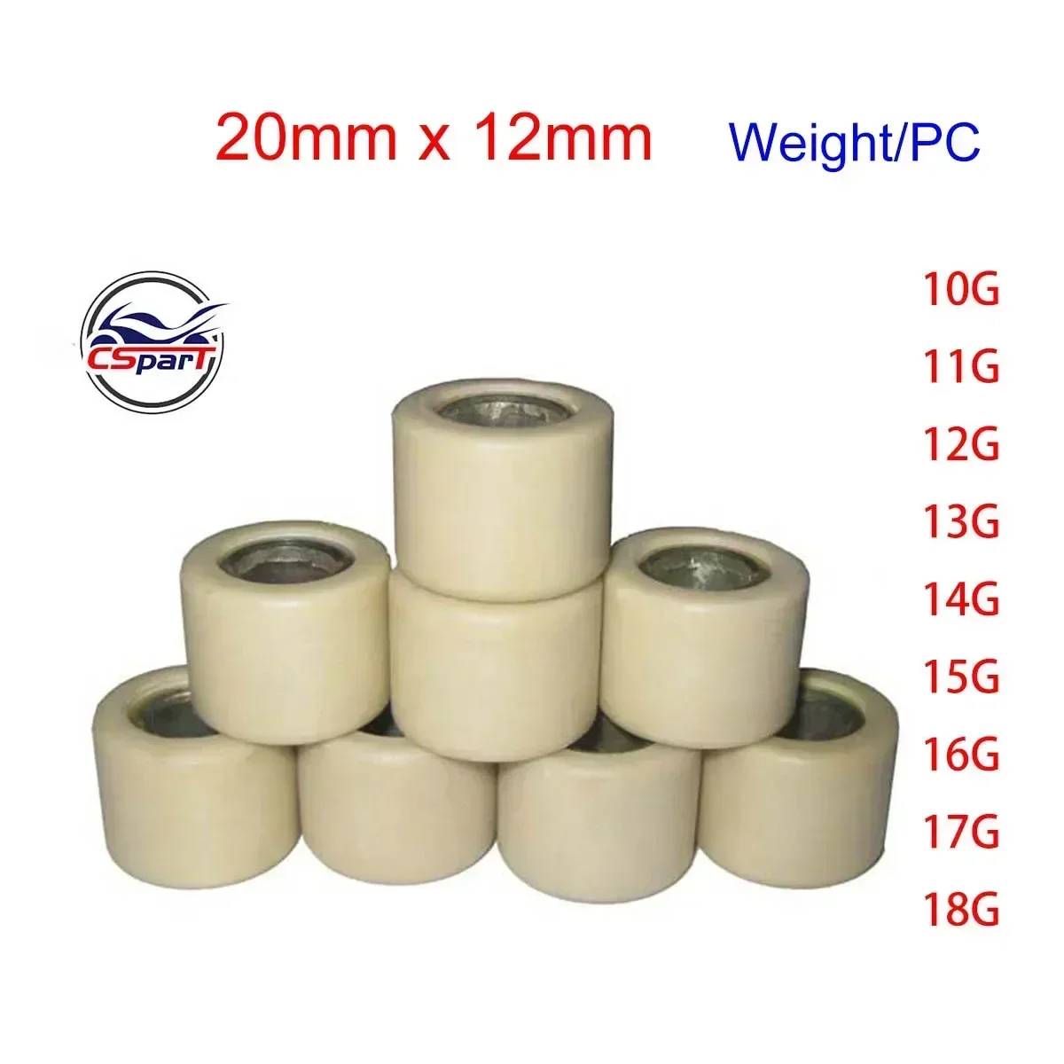 20x12 10G ~ 18G Suwak ciężaru rolki wariatora 250 300 400 VOG YP YP250 Majesty APRILIA MBK Linhai 155 NMAX 125 150 155cc
