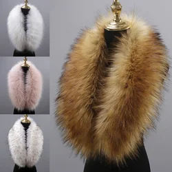 Winter Fake Fur Collar Women Thicken Warm Luxury Imitation Fur Scarf Shawl For Coat Jacket Hood Decor Neck Warmer Plush Scarves