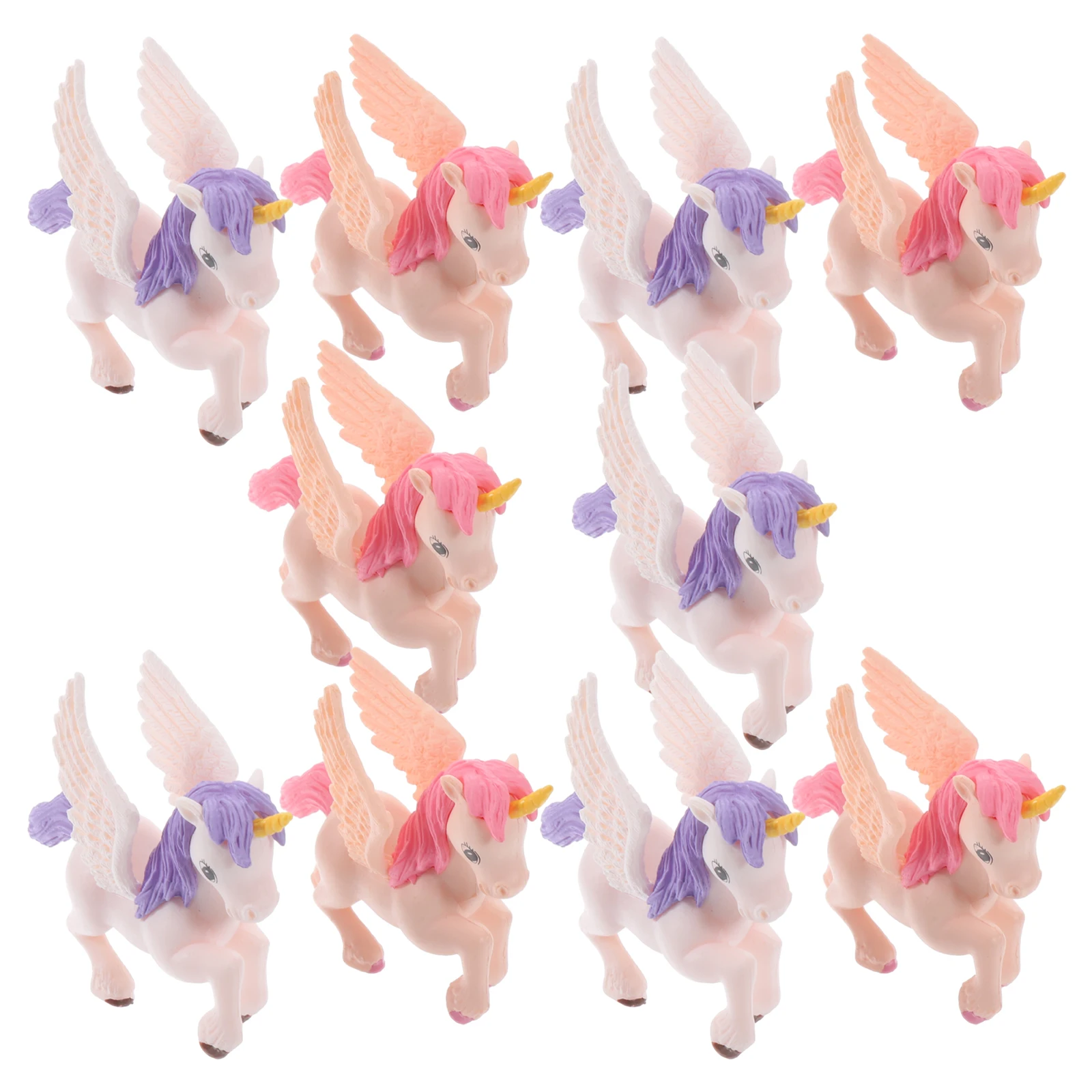 

10 Pcs Pegasus Unicorn Ornaments Decorations Statue Figurines Pvc Miniature Accessories