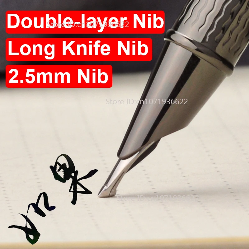 

Чрезвычайно толстая шлифовальная полированная толстая перьевая ручка ручной работы, наконечник с капюшоном 2,5 мм, двухслойный длинный нож, ручка для делового письма
