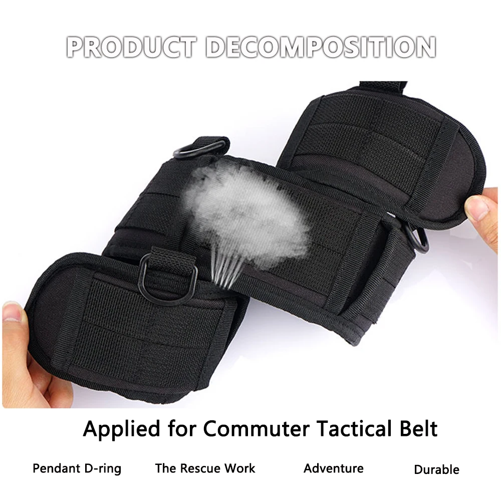 TUSHI Outdoor Tactical Belt with Waist Pack Multifunctional MOLLE Design Canvas Nylon Material Padded Waist for Training Camping