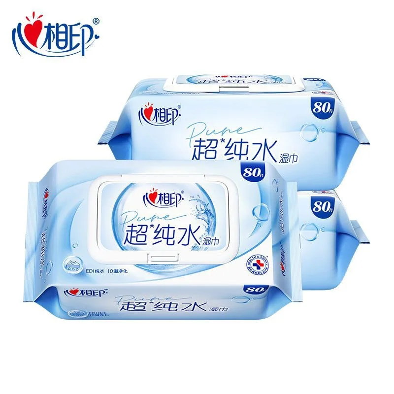 Pure Water Wet Wipes 80 Sheets Large Pack Affordable Pearl Texture Soft Skin Friendly Flip Lid Household Daily Cleansing Tissues view 3