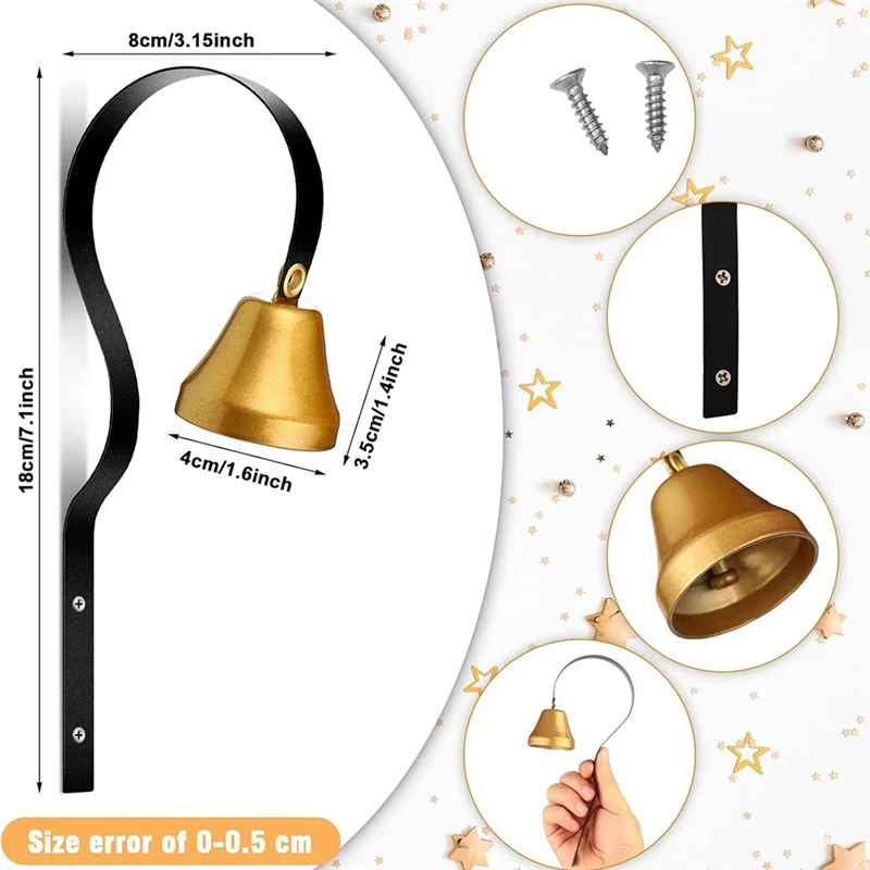 AA84 4 Uds. Timbre antiguo para comerciantes, timbre para comerciantes montado en la pared, timbre de entrenamiento para perros, timbre para apertura de puerta