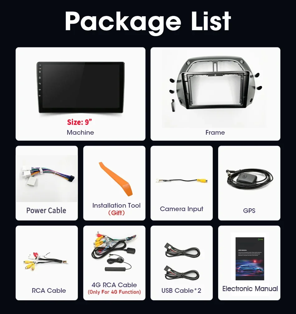 أندرويد 14 راديو السيارة مشغل وسائط متعددة اللمس 2K QLED شاشة لتويوتا RAV4 4 2001 - 2015 اللاسلكية BT CarPlay