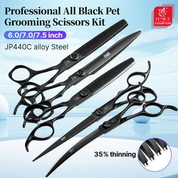 Fenice Professional 6.5/7.0/7.5 inch JP440C Steel Black Pet Grooming Scissors Shears Set Kit  Dog Hair Trimming Tools Groomers