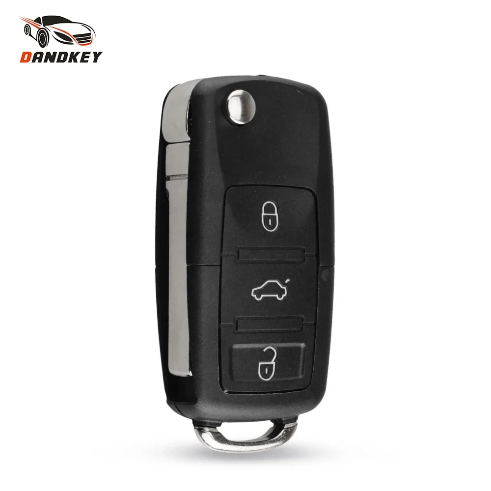 Dandkey Remote Key Flip Folding Fob Key Shell For Vw Volkswagen Jetta Passat Beetle Polo Bora 3 Buttons Key Case With logo