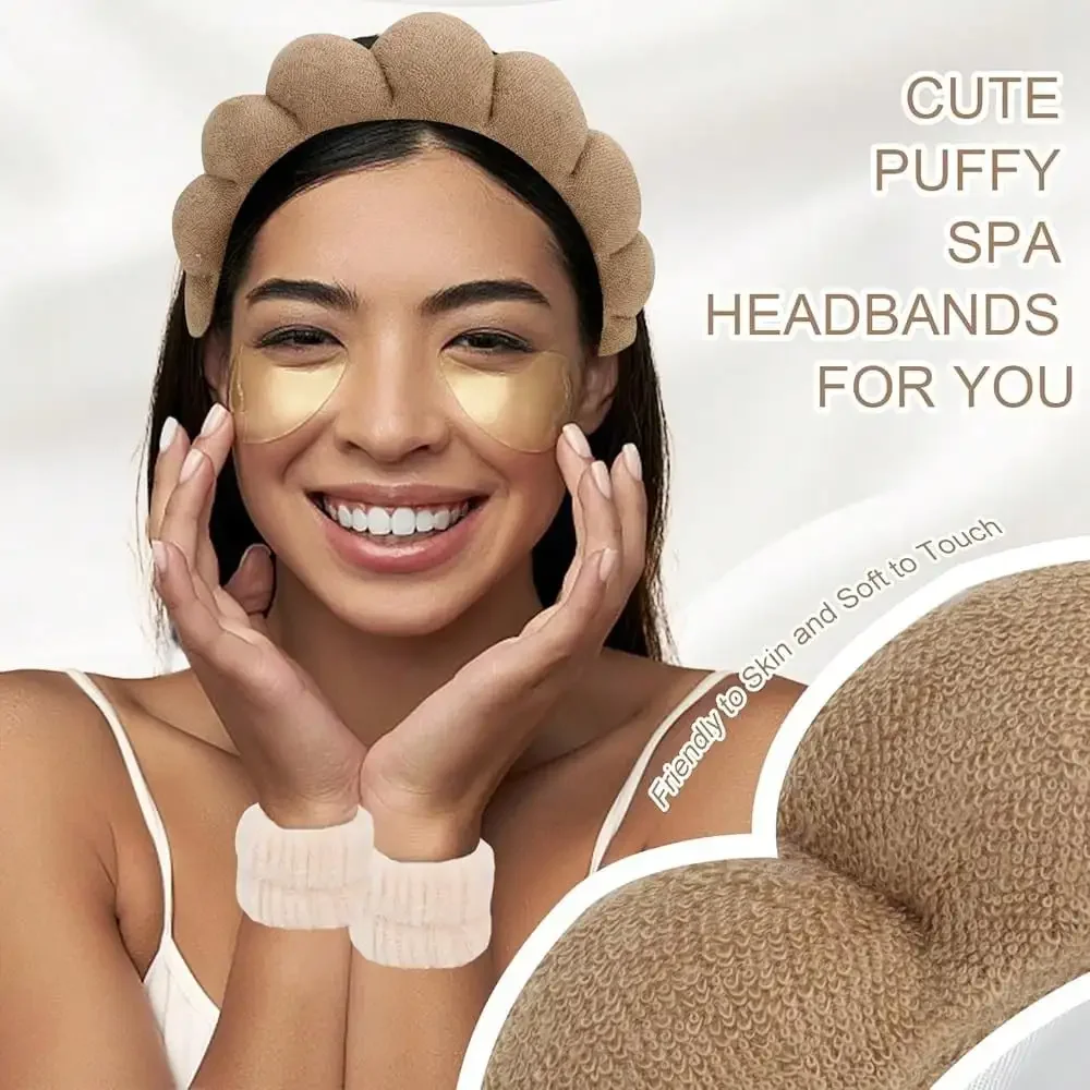 

6Pcs Spa Headband And Wrist Washband Set For Face Washing Skincare Makeup