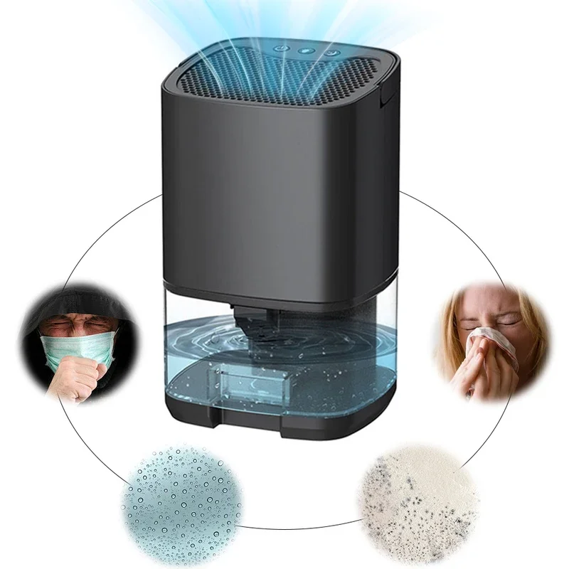 1L Portable Mute Moisture Absorber Air Dryer with Multicolor Night Light Small Dehumidifier Quiet Dehumidifier for Home Bedroom