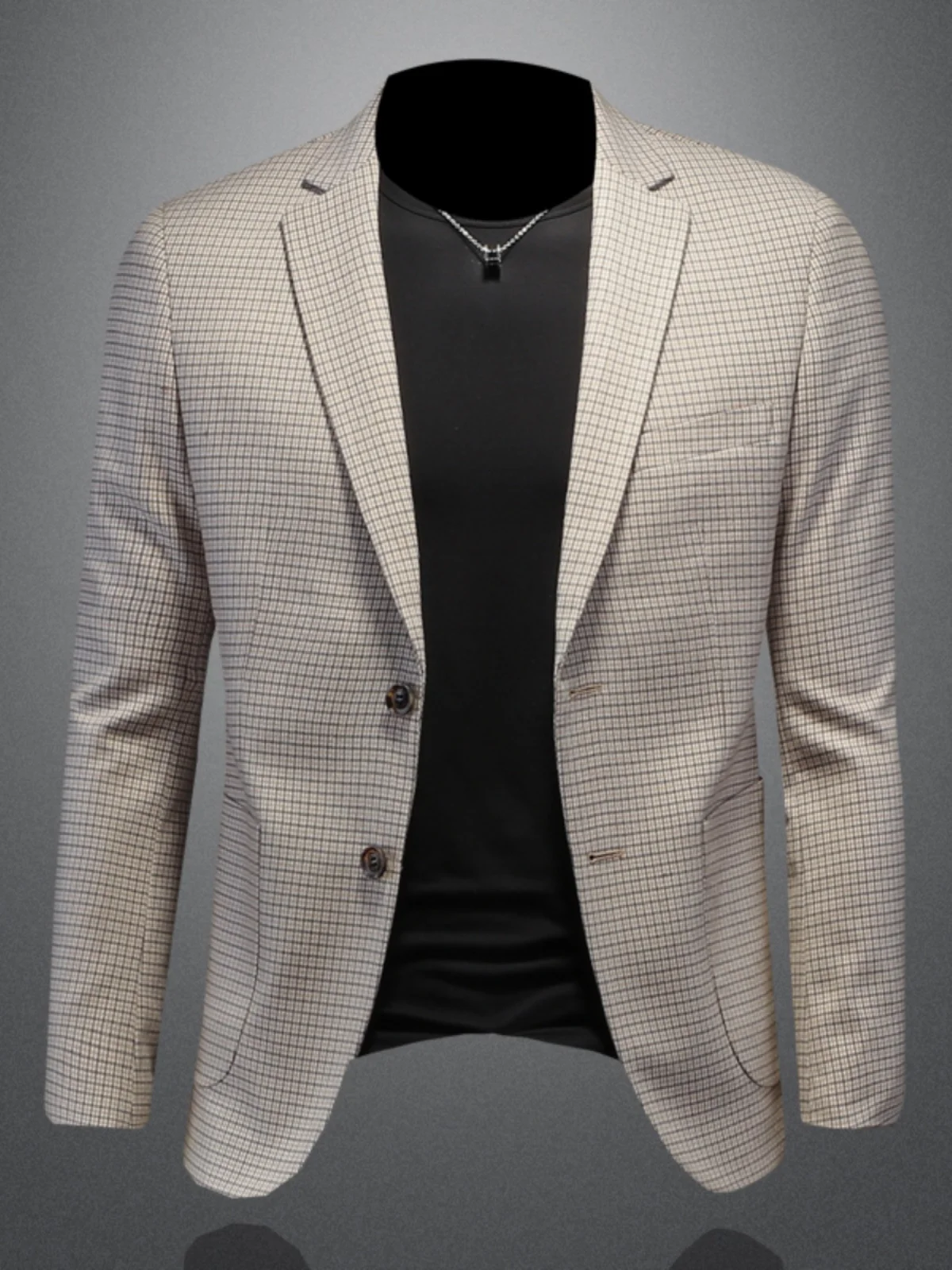 

Thiened Woolen Men's Suit Jaet Busin Casual Plaid Single-Breasted Autumn Winter New Sle Upper Body Faion Clothes