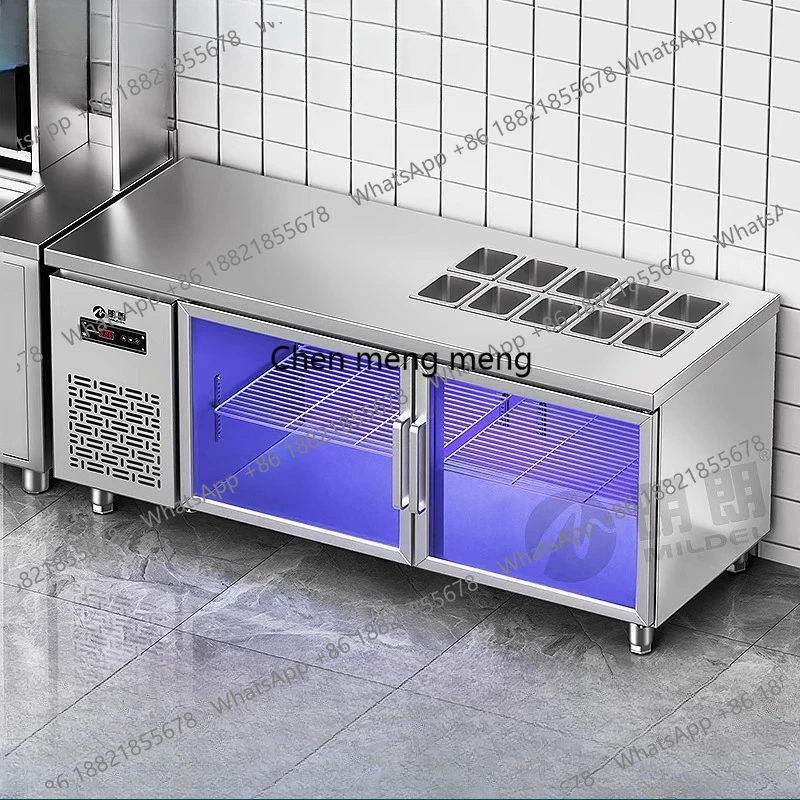 

Salad Taiwanese traders use fresh-keeping workbench slotted fruit fishing display cabinet refrigerator refrigerated freezer