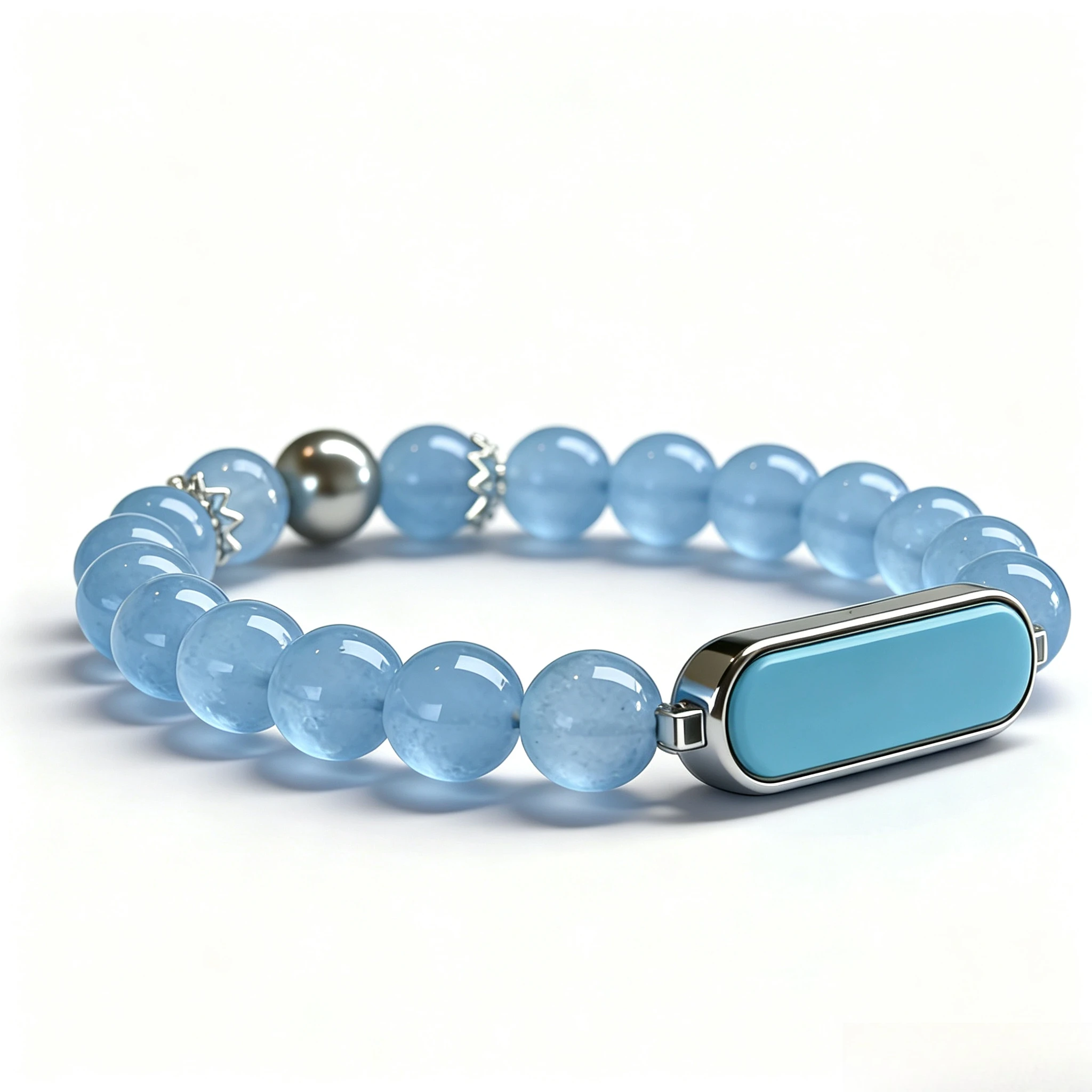 Couple Matching Beaded Smart Bracelet, Retro Elegant Wristband with Heart Rate and Sleep Monitoring Function