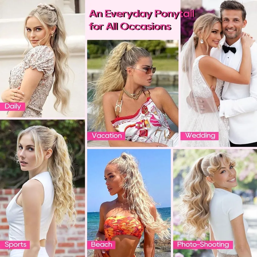 وصلة شعر على شكل ذيل حصان طويلة مجعدة ومموجة بطول 26 بوصة للنساء مع لون بني شوكولاتة داكنة ويبرز مثالية لـ D #5