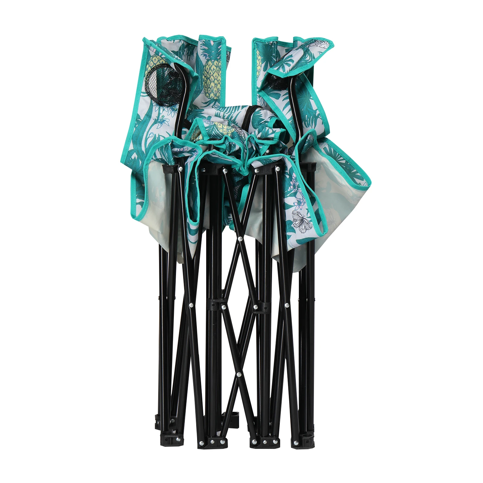 

Portable double folding chair with a detachable umbrella, pineapple design