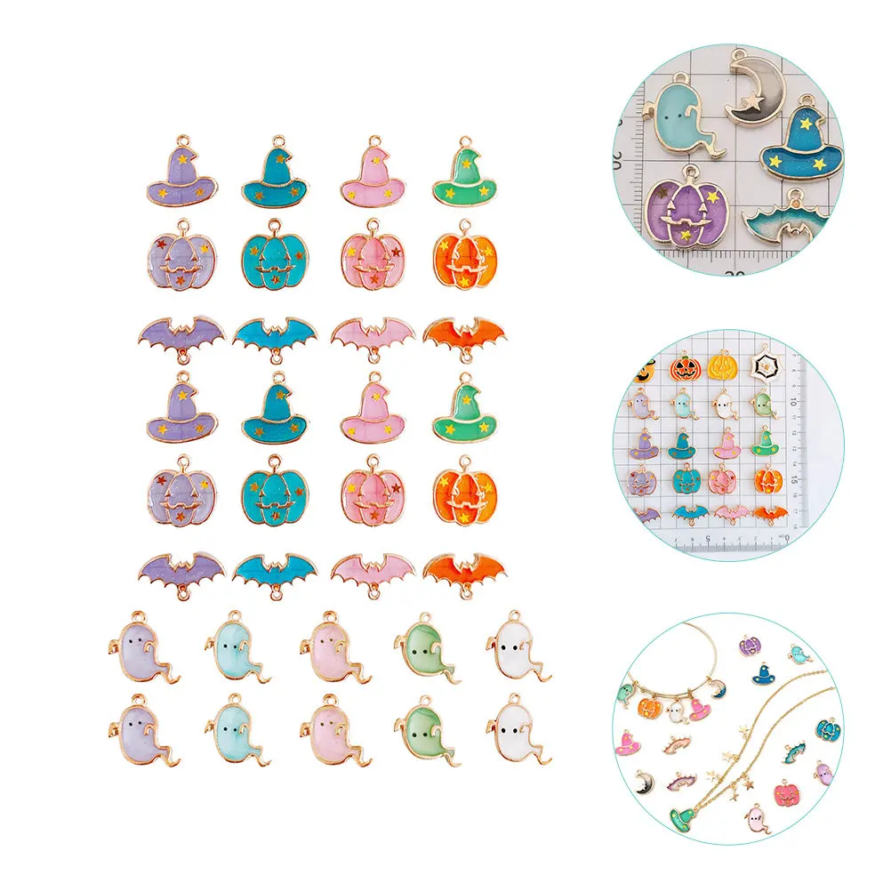 Halloween Themed Alloy Charms Delicate Pumpkin Ghost Hat Design DIY Jewelry Making Accessories for Necklaces Bracelets Earrings