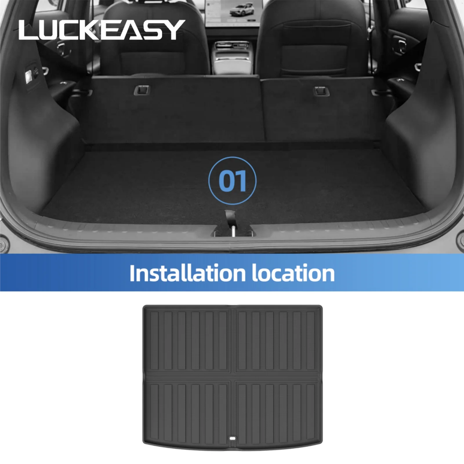 LUCKEASY Left Drive for CHANGAN NEVO Q05/Qiyuan Q05 2026+ LHD BEV TPE 3D Car Floor Mats Trunk Pad Waterproof Accessories Black