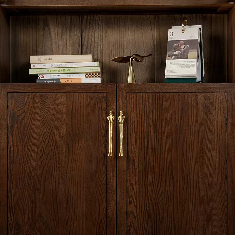 純銅と真鍮のフレンチハンドル,ワードローブのドアと引き出しのハンドル,クリエイティブなキャラクターデザインの装飾,金色の家具
