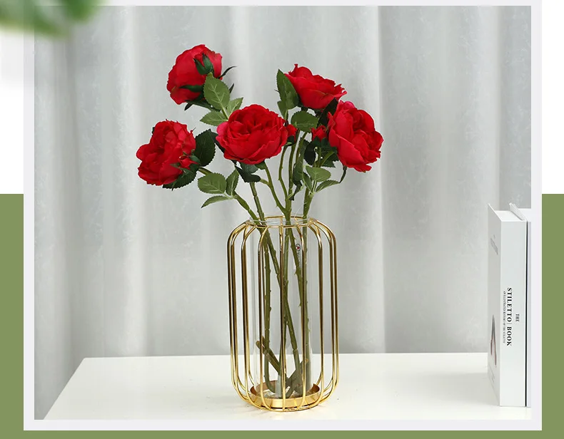 4 Stück Simulations-Pfingstrosen Austin Rose Künstliche Blumen Hochzeit Party Heimdekoration Rosenblumen – Detail 7