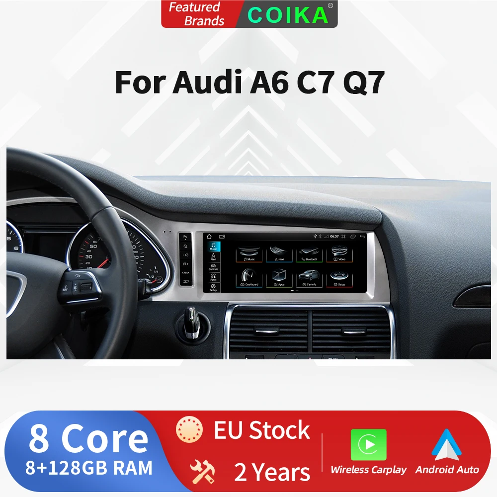 Carplay Android Auto Wireless For Audi A6 C6 Q7 Touch Screen GPS Navigation WiFi SIM BT GPS Apple Internet Radio Tools Stereo