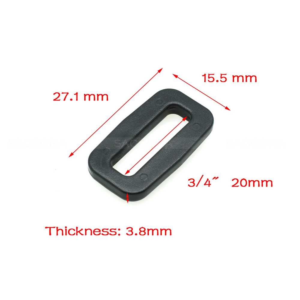 Plastic Black Loops Adjustable Buckles Rectangle Rings Backpack Straps Webbing Bag Parts Travel Bag Leisure Backpack accessory