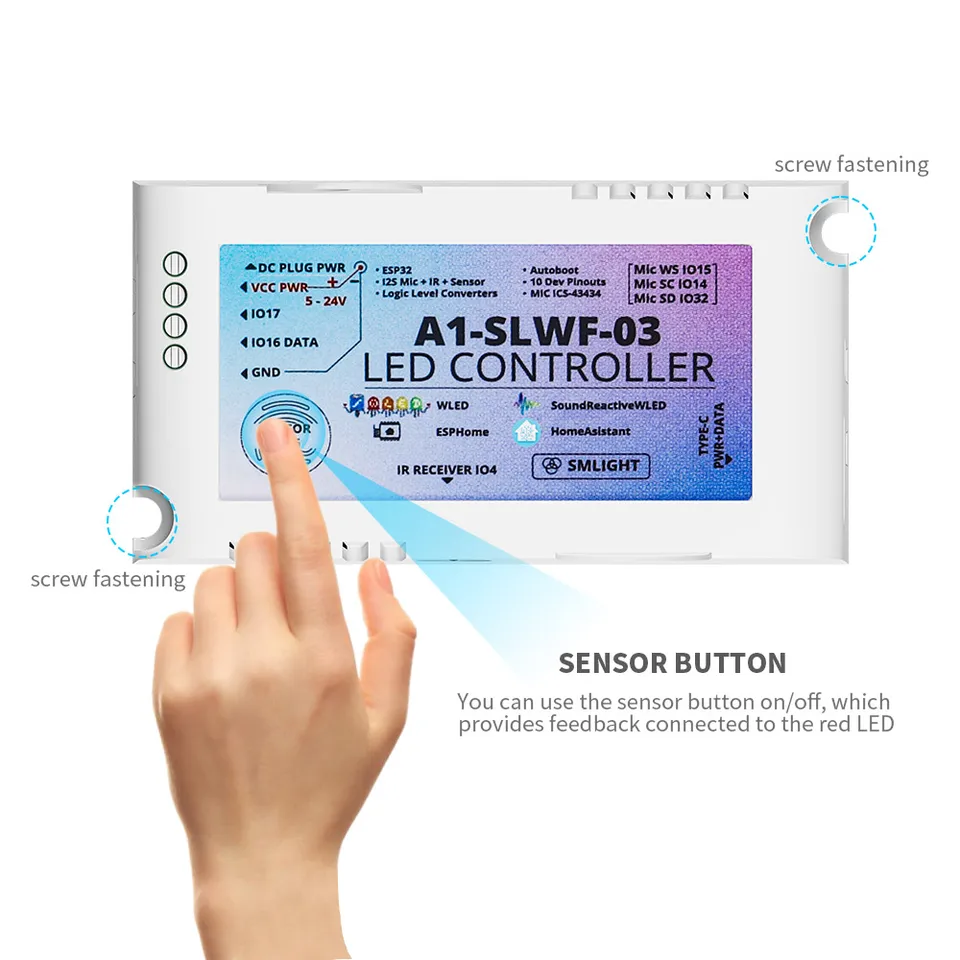 2 Controller LED ESP32 Con Microfono Per Strisce WS2812B, WS2815 E SK6812 – Compatibile Alexa