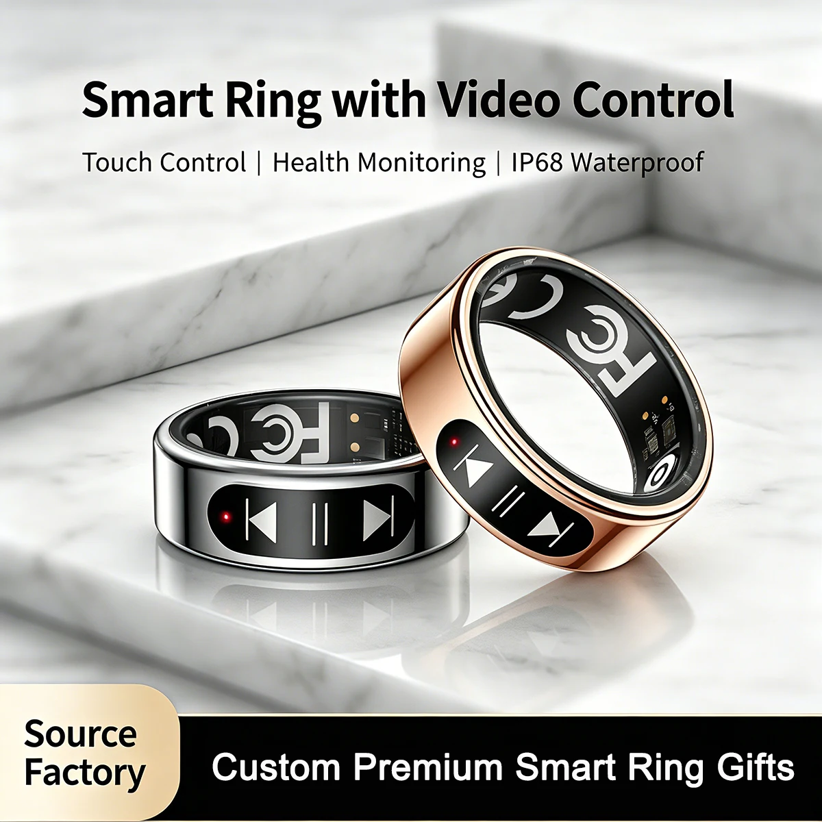 2026 New Smart Ring Men Women Display Screen Gesture Touch Control Smartring Heart Rate Sleep Monitor Waterproof Sport Qring