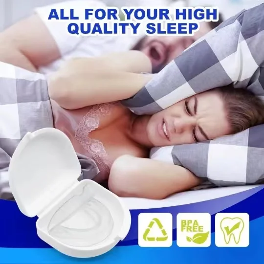 طقم مكافحة الشخير طحن المعبرة مكافحة الشخير mouith الحرس قالب مخصص وتعديل قابل للتعديل مع حقيبة تخزين snooring #5