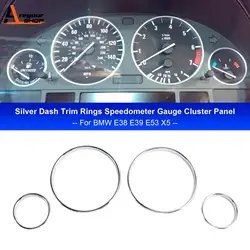 Areyourshop Silver Dash Trim Rings Speedometer Gauge Cluster Panel For BMW E38 E39 E53 X5 E 38 E 39 E 53 X 5