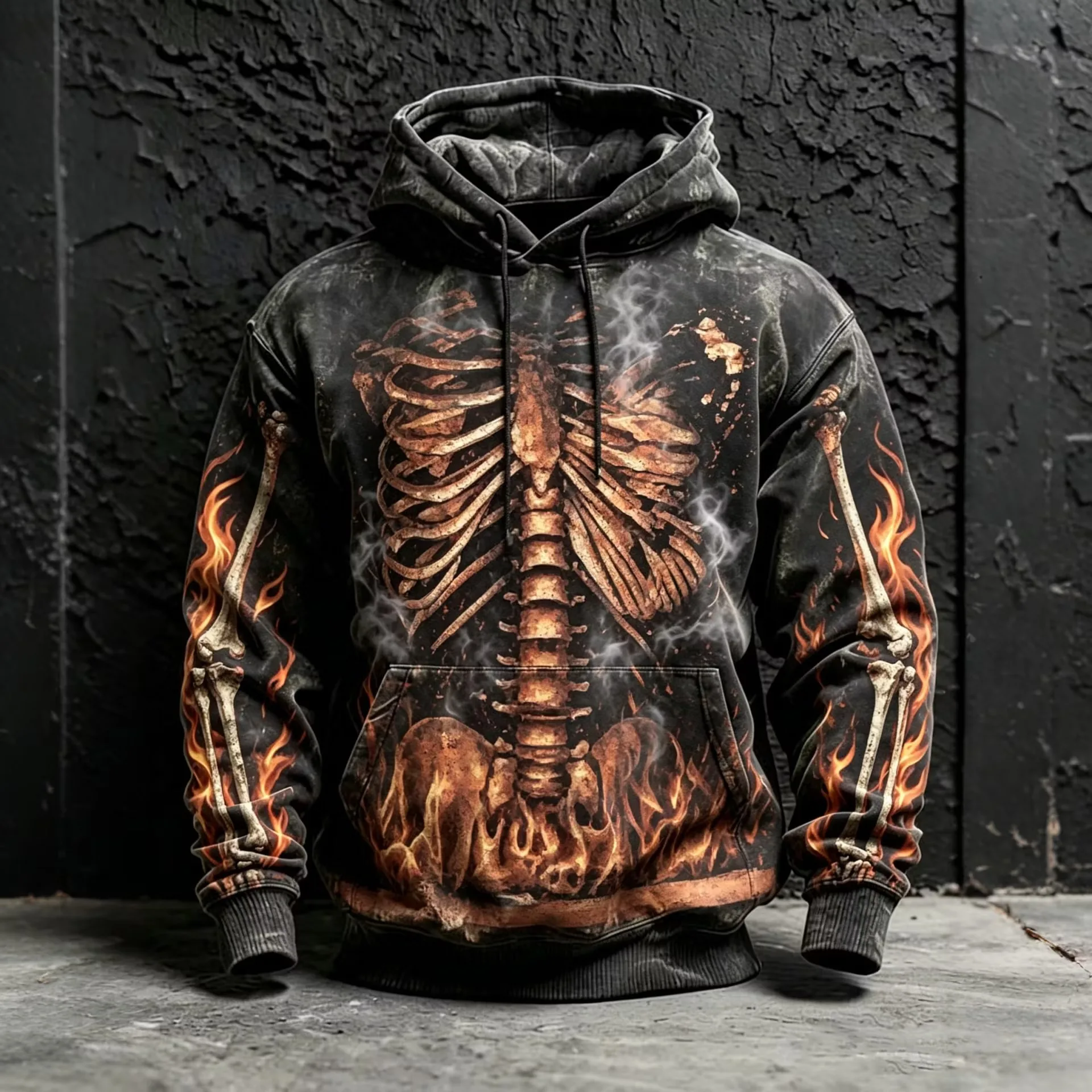 Men Halloween Human Skeleton Muscle 3D Full‑Print Hoodie Anatomical Bone Organ Pattern Drawstring Pocket Horror Party Pullover
