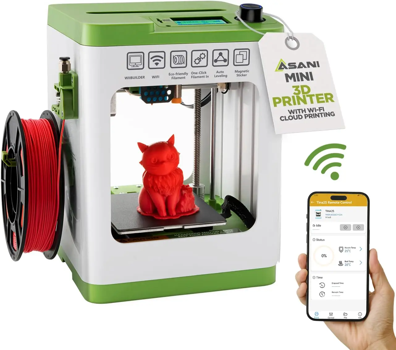 Fully Assembled Mini 3D Printer for Kids and Beginners Complete Starter Kit with Auto Leveling 3D Printing Machine 10M PLA