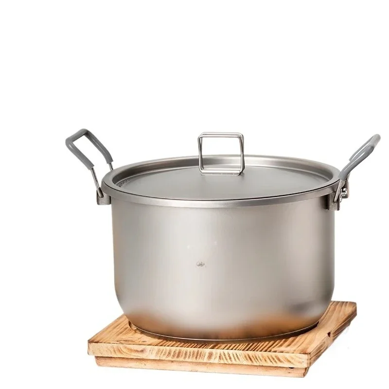 

6L Titanium Pot with Lid Durable Large Capacity Camping Soup Pot Household Outdoor Cooking Pot