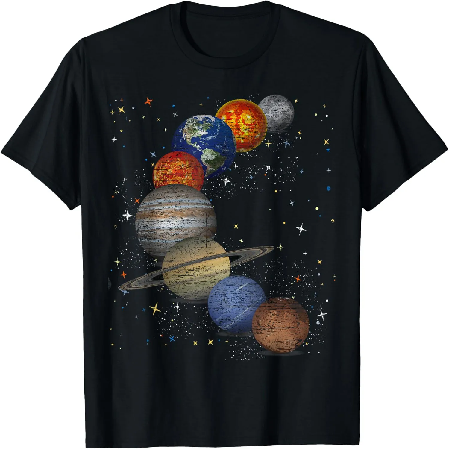 Galaxy Planets Sun Universe Outer Space Science T-Shirt 100% cotton short sleeve tee