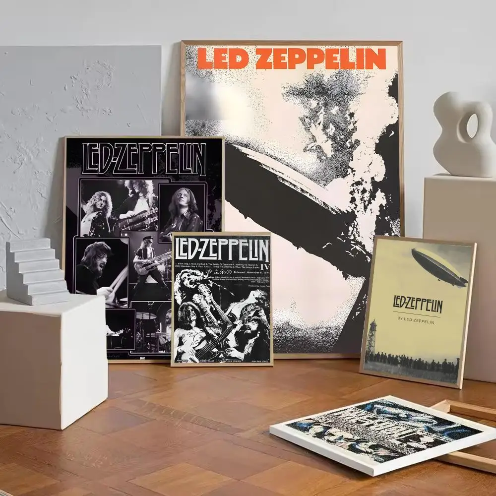 Cool Rock band the L-led Z-zeppelin Poster HD Self-Adhesive Wall Decor Home Office Dorm Bedroom & More Ideal Gift Choice