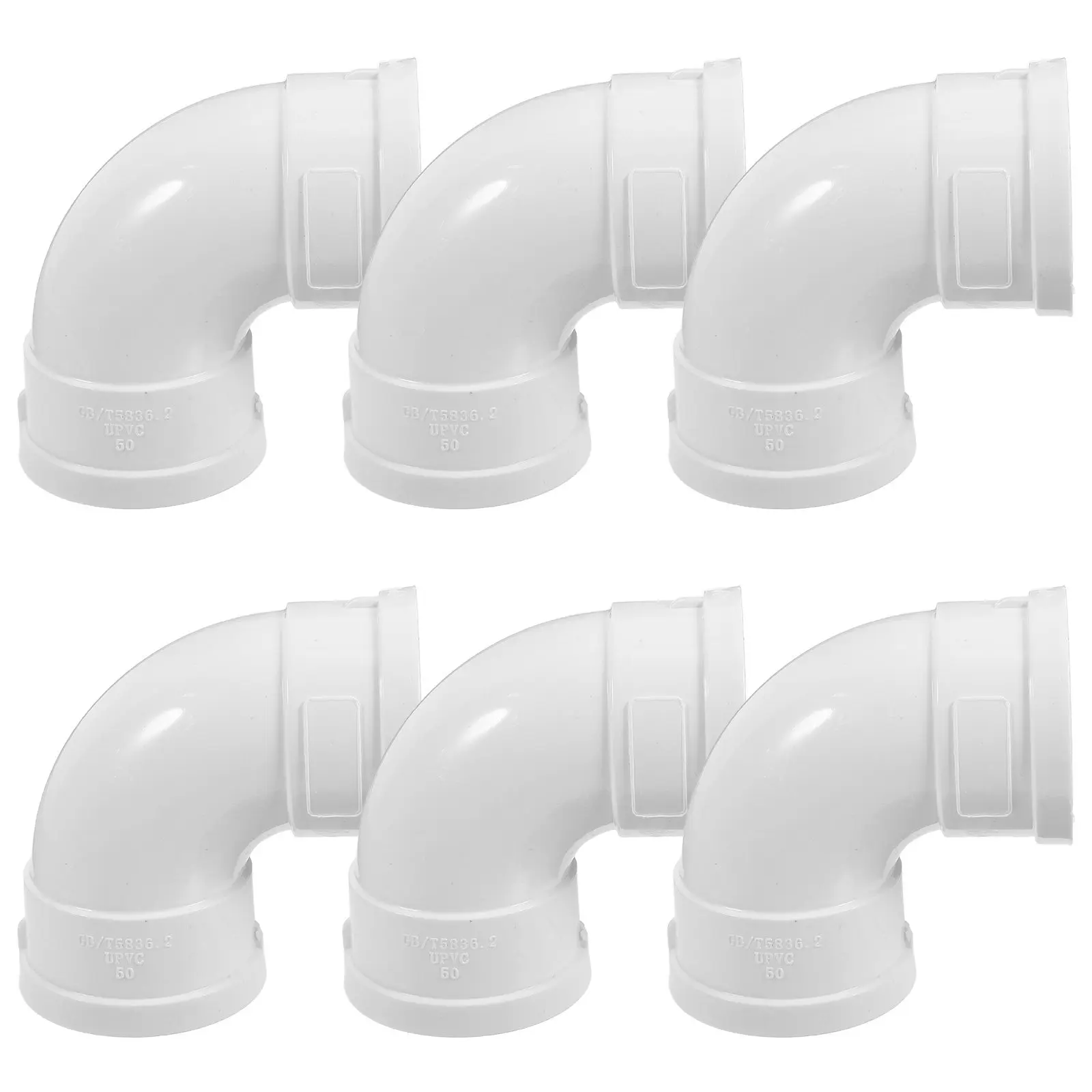 6Pcs PVC Drainage Pipe Elbow 90 Degree Right Angle Fitting Water Pipe Corner Joint for Household Plumbing Electrical Wiring