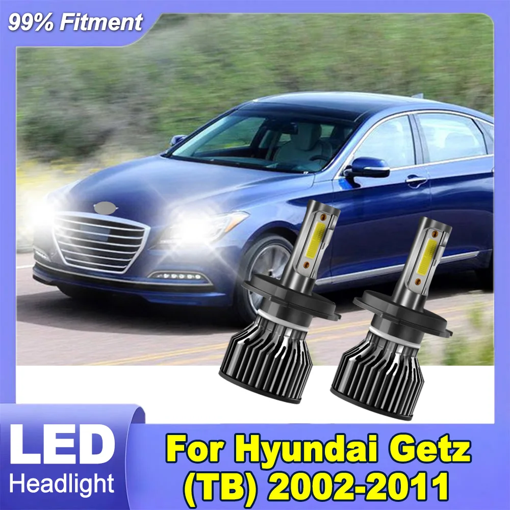 

2X Автомобильная светодиодная фара 6000K Белая H4 Фара дальнего ближнего света 30000LM 300W Для Hyundai Getz (TB) 2002-2011 Автомобильная фара Plug and Play