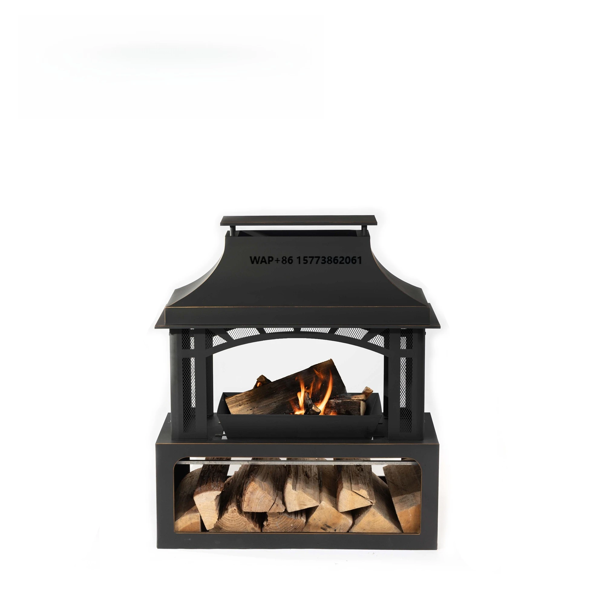 Outdoor Steel Wood Burning Freestanding Fire Pit with Painted Surface