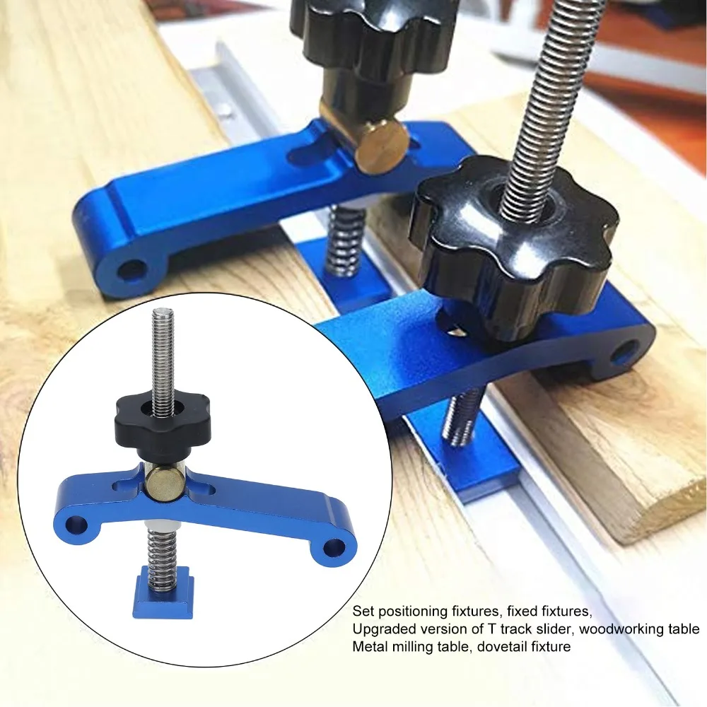 Aluminum Alloy T Track Clamps M8 Toggle Clamp Spring Nut Blue CNC Router Clamps 30mm 40mm Aluminum Extrusion view 2