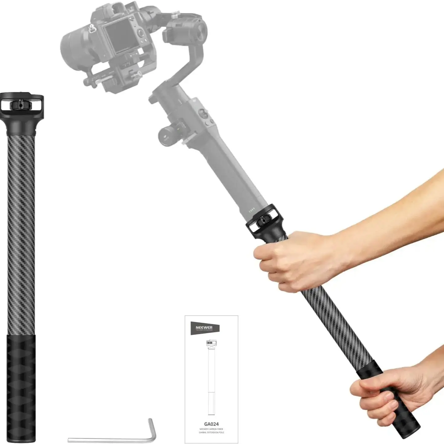 NEEWER Włókno Węglowe Przedłużka do Gimbala z Przegrodą Przeciwdziałającą Wyginaniu, Śruba 1/4 cala do DJI Ronin RS5 RS4 Pro Mini RS 4 3 2 — zdjęcie produktu 7