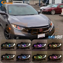 For Honda Civic 9th 10th 11th Gen BT App Dynamic Revolving Multi Color RGB Led Angel Eyes Hex Halo Rings Turn Signal Lights