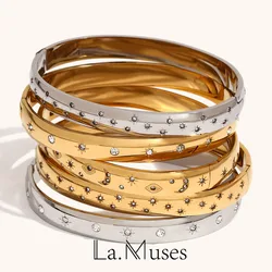 La. Muses Retro Star Moon Eye Octagonal Star Cube Zirconia Stainless Steel Women's Bracelet Fashion Waterproof Jewelry Gift