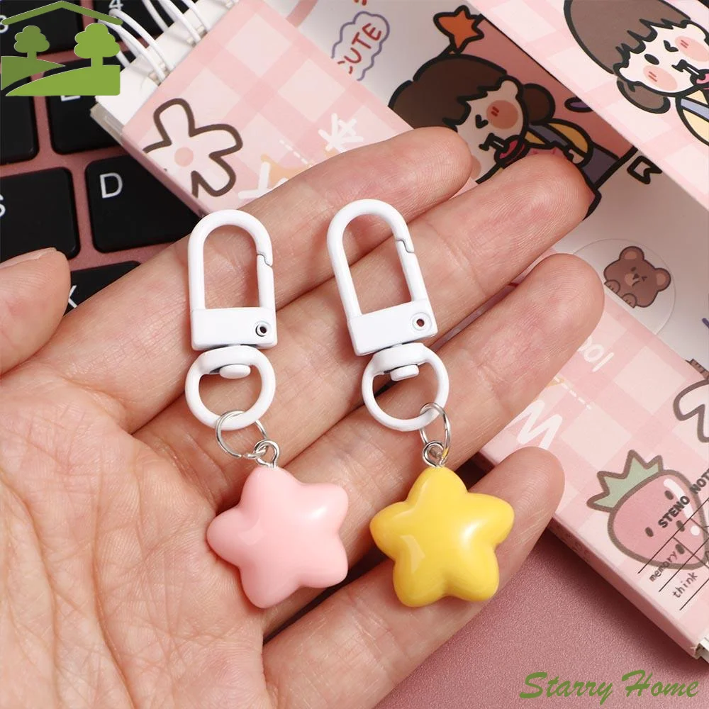 Подвеска-брелок-для-рюкзака-Желто-розовые-звезды-пентаграмма-мягкая-пухлая-молочно-желтая-звезда-Подарки-для-девочек