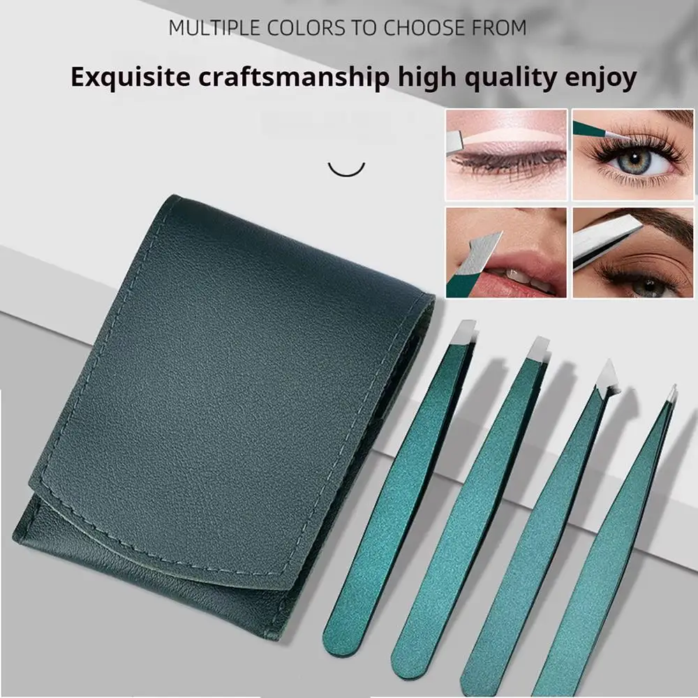 2/4 قطعة أدوات التجميل الفولاذ المقاوم للصدأ الحاجب الملقط مائل طرف مسطح رمش كليب متعددة الوظائف شعر الوجه إزالة أدوات ماكياج