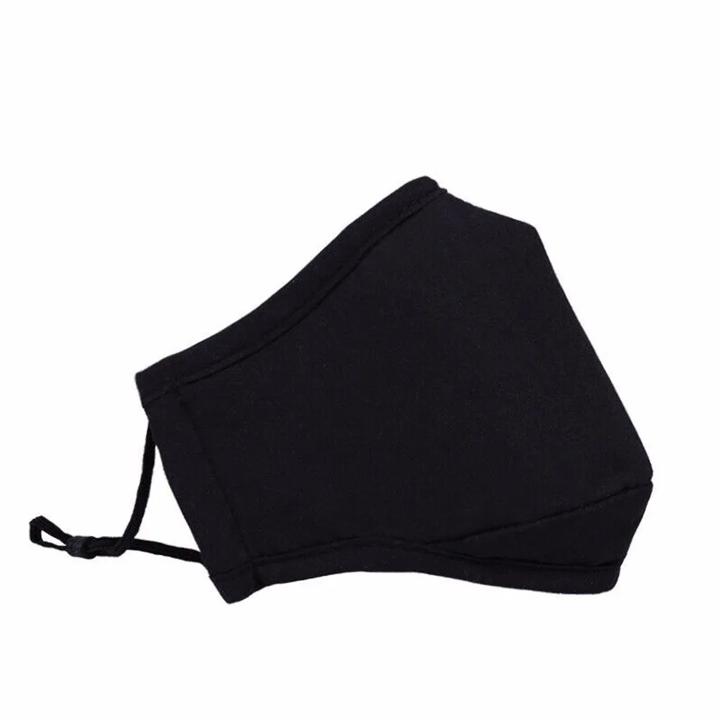 Maschera bocca nera in cotone filtro a carbone attivo antivento PM2.5 filtro maschera in cotone per adulti antiappannamento e polvere