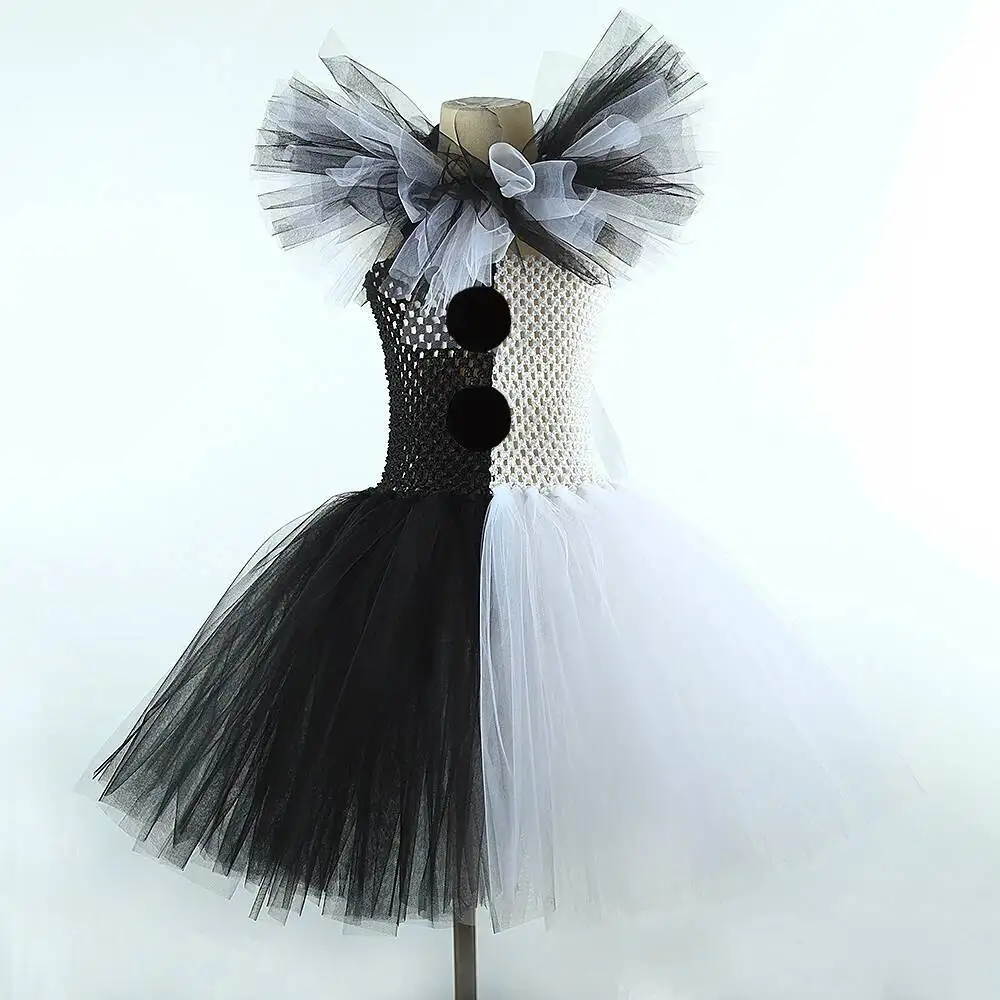 White Black Killer Clown Costumes for Girls Scary Halloween Carnival Fancy  Dresses for Kids Creepy Ballet Tutus Outfit Clothing - AliExpress 1501
