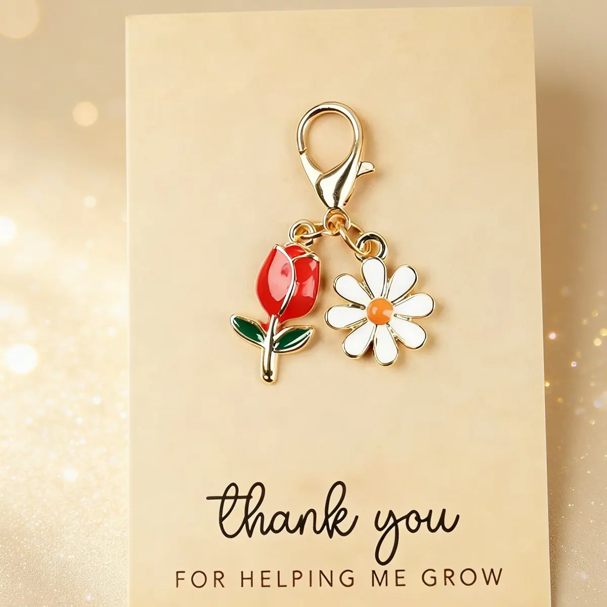4 Sets Thank You Cards with Keychains