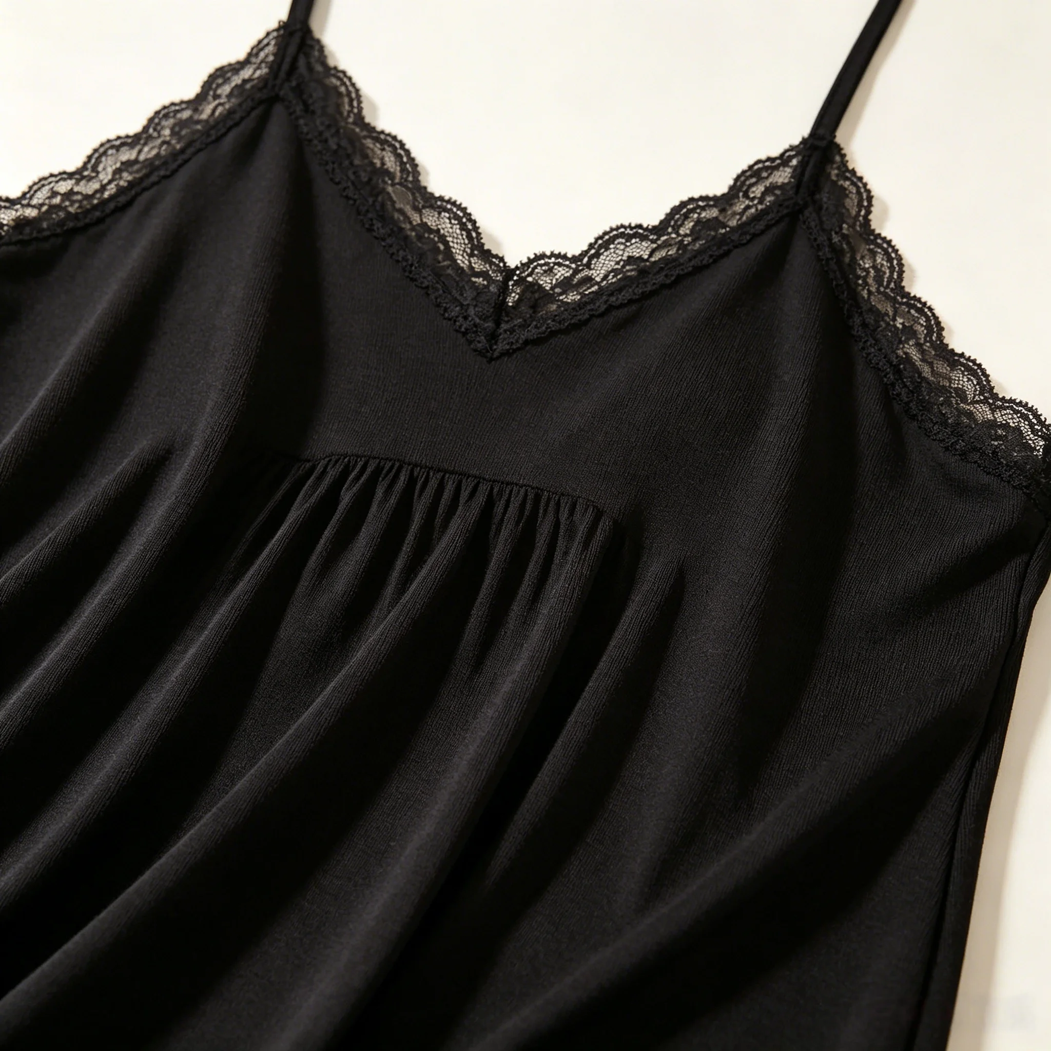 Women Soft Modal Nightgown Lace Trim V Neck Spaghetti Strap Loose Swing Midi Night Dress Breathable Casual Home Sleepwear Ladies image 4